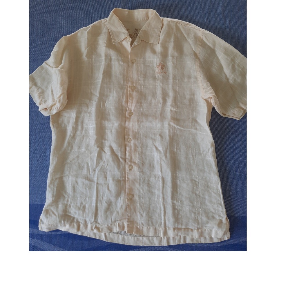 Tommy Bahama Royal Bay Mens Medium Peach Pure Linen Short Sleeve Button Up Shirt